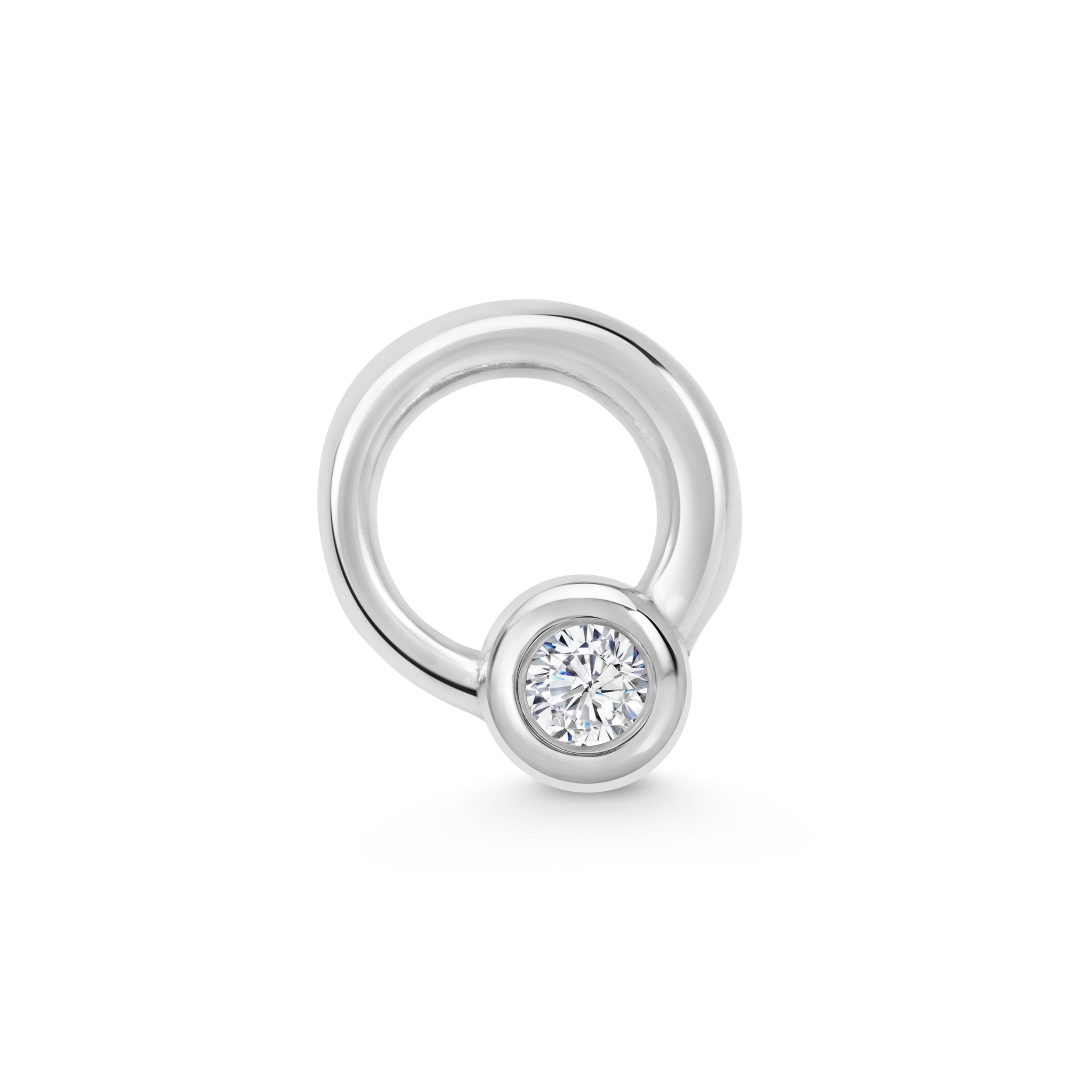 Yellow Gold Orbit Mini Stud Earring with Diamonds